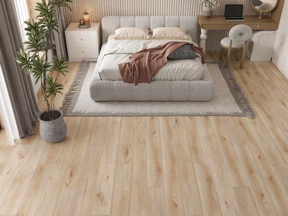 Кварцвиниловый SPC ламинат Cronafloor Wood Дуб Фрейзер ZH-81130-2 1200×180×4 фото в интерьере